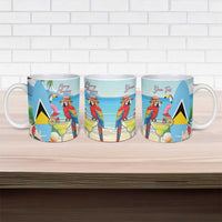Personalized Saint Lucia Christmas Ceramic Mug Chill Macaw Parrot Caribbean Tropical Style - Wonder Print Shop