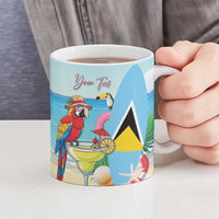Personalized Saint Lucia Christmas Ceramic Mug Chill Macaw Parrot Caribbean Tropical Style - Wonder Print Shop