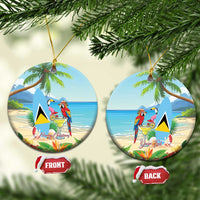 Personalized Saint Lucia Christmas Ceramic Ornament Chill Macaw Parrot Caribbean Tropical Style - Wonder Print Shop