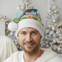 Personalized Saint Lucia Christmas Santa Hat Chill Macaw Parrot Caribbean Tropical Style - Wonder Print Shop