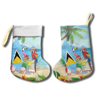 Personalized Saint Lucia Christmas Stocking Chill Macaw Parrot Caribbean Tropical Style - Wonder Print Shop