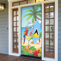 Personalized Saint Lucia Christmas Door Cover Chill Macaw Parrot Caribbean Tropical Style - Wonder Print Shop