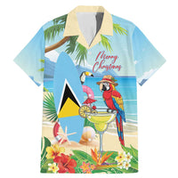 Personalized Saint Lucia Christmas Family Matching Mermaid Dress and Hawaiian Shirt Chill Macaw Parrot Caribbean Tropical Style - Wonder Print Shop
