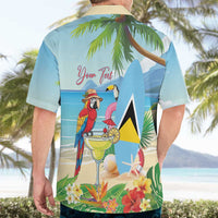 Personalized Saint Lucia Christmas Hawaiian Shirt Chill Macaw Parrot Caribbean Tropical Style - Wonder Print Shop