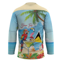 Personalized Saint Lucia Christmas Hockey Jersey Chill Macaw Parrot Caribbean Tropical Style - Wonder Print Shop