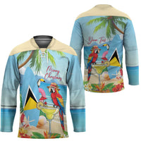 Personalized Saint Lucia Christmas Hockey Jersey Chill Macaw Parrot Caribbean Tropical Style - Wonder Print Shop