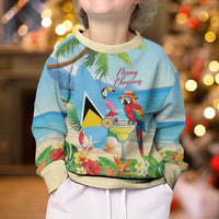 Personalized Saint Lucia Christmas Kid Ugly Christmas Sweater Chill Macaw Parrot Caribbean Tropical Style - Wonder Print Shop