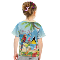 Personalized Saint Lucia Christmas Kid T Shirt Chill Macaw Parrot Caribbean Tropical Style - Wonder Print Shop