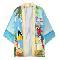 Personalized Saint Lucia Christmas Kimono Chill Macaw Parrot Caribbean Tropical Style - Wonder Print Shop