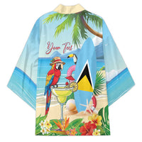 Personalized Saint Lucia Christmas Kimono Chill Macaw Parrot Caribbean Tropical Style - Wonder Print Shop