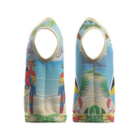 Personalized Saint Lucia Christmas Knitted V-Neck Vest Chill Macaw Parrot Caribbean Tropical Style - Wonder Print Shop