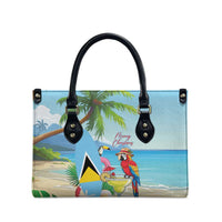 Saint Lucia Christmas Leather Bag Chill Macaw Parrot Caribbean Tropical Style - Wonder Print Shop