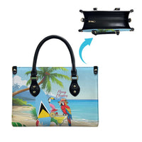 Saint Lucia Christmas Leather Bag Chill Macaw Parrot Caribbean Tropical Style - Wonder Print Shop