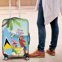 Saint Lucia Christmas Luggage Cover Chill Macaw Parrot Caribbean Tropical Style - Wonder Print Shop