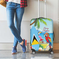 Saint Lucia Christmas Luggage Cover Chill Macaw Parrot Caribbean Tropical Style - Wonder Print Shop