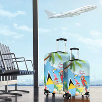 Saint Lucia Christmas Luggage Cover Chill Macaw Parrot Caribbean Tropical Style - Wonder Print Shop