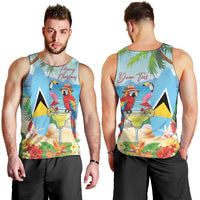 Personalized Saint Lucia Christmas Men Tank Top Chill Macaw Parrot Caribbean Tropical Style - Wonder Print Shop