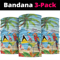 Saint Lucia Christmas Neck Gaiter Chill Macaw Parrot Caribbean Tropical Style - Wonder Print Shop