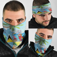 Saint Lucia Christmas Neck Gaiter Chill Macaw Parrot Caribbean Tropical Style - Wonder Print Shop