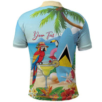 Personalized Saint Lucia Christmas Polo Shirt Chill Macaw Parrot Caribbean Tropical Style - Wonder Print Shop
