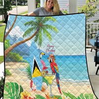 Saint Lucia Christmas Quilt Chill Macaw Parrot Caribbean Tropical Style - Wonder Print Shop