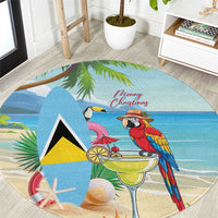Saint Lucia Christmas Round Carpet Chill Macaw Parrot Caribbean Tropical Style - Wonder Print Shop