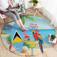 Saint Lucia Christmas Round Carpet Chill Macaw Parrot Caribbean Tropical Style - Wonder Print Shop