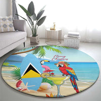 Saint Lucia Christmas Round Carpet Chill Macaw Parrot Caribbean Tropical Style - Wonder Print Shop