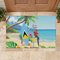 Saint Lucia Christmas Rubber Doormat Chill Macaw Parrot Caribbean Tropical Style - Wonder Print Shop