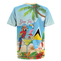 Personalized Saint Lucia Christmas Rugby Jersey Chill Macaw Parrot Caribbean Tropical Style - Wonder Print Shop