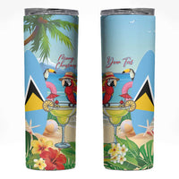 Personalized Saint Lucia Christmas Skinny Tumbler Chill Macaw Parrot Caribbean Tropical Style - Wonder Print Shop