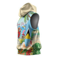 Personalized Saint Lucia Christmas Sleeveless Hoodie Chill Macaw Parrot Caribbean Tropical Style - Wonder Print Shop
