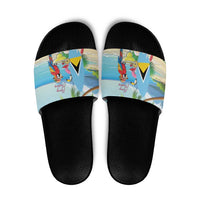 Saint Lucia Christmas Slide Sandals Chill Macaw Parrot Caribbean Tropical Style - Wonder Print Shop