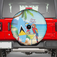 Saint Lucia Christmas Spare Tire Cover Chill Macaw Parrot Caribbean Tropical Style - Wonder Print Shop
