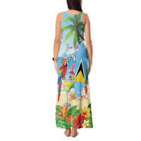 Personalized Saint Lucia Christmas Tank Maxi Dress Chill Macaw Parrot Caribbean Tropical Style - Wonder Print Shop