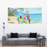Saint Lucia Christmas Tapestry Chill Macaw Parrot Caribbean Tropical Style - Wonder Print Shop
