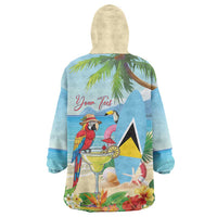 Personalized Saint Lucia Christmas Wearable Blanket Hoodie Chill Macaw Parrot Caribbean Tropical Style - Wonder Print Shop
