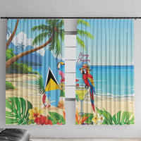 Saint Lucia Christmas Window Curtain Chill Macaw Parrot Caribbean Tropical Style - Wonder Print Shop