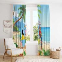 Saint Lucia Christmas Window Curtain Chill Macaw Parrot Caribbean Tropical Style - Wonder Print Shop