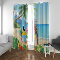 Saint Lucia Christmas Window Curtain Chill Macaw Parrot Caribbean Tropical Style - Wonder Print Shop