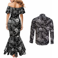 hawaii-christmas-couples-matching-mermaid-dress-and-long-sleeve-button-shirt-tropical-style-with-coat-of-arms