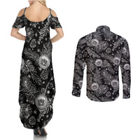 Hawaii Christmas Couples Matching Summer Maxi Dress and Long Sleeve Button Shirt Tropical Style With Coat Of Arms - Wonder Print Shop
