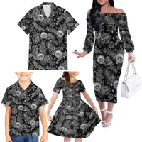 Hawaii Christmas Family Matching Off Shoulder Long Sleeve Dress and Hawaiian Shirt Tropical Style With Coat Of Arms - Wonder Print Shop