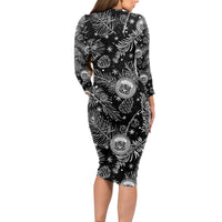 Hawaii Christmas Long Sleeve Bodycon Dress Tropical Style With Coat Of Arms - Wonder Print Shop