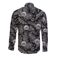 Hawaii Christmas Long Sleeve Button Shirt Tropical Style With Coat Of Arms - Wonder Print Shop