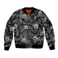 Hawaii Christmas Sleeve Zip Bomber Jacket Tropical Style With Coat Of Arms - Wonder Print Shop