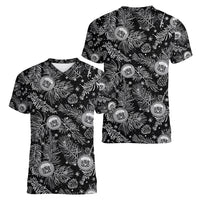 Hawaii Christmas Women V Neck T Shirt Tropical Style With Coat Of Arms - Wonder Print Shop