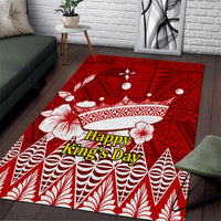 Personalised Tonga King Tupou I Day Area Rug Tongan Ngatu Pattern With Crown - Wonder Print Shop