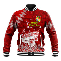 Personalised Tonga King Tupou I Day Baseball Jacket Tongan Ngatu Pattern With Crown - Wonder Print Shop