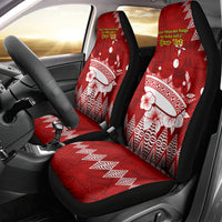 Personalised Tonga King Tupou I Day Car Seat Cover Tongan Ngatu Pattern With Crown - Wonder Print Shop